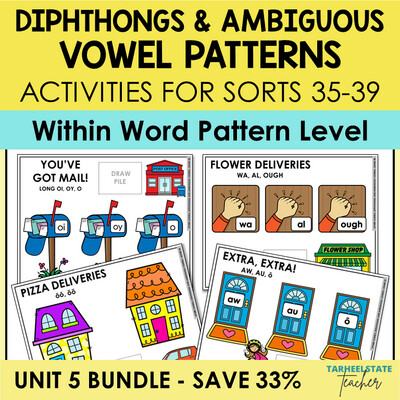 Diphthongs and Ambiguous Vowel Games Bundle Within Word Pattern Activities