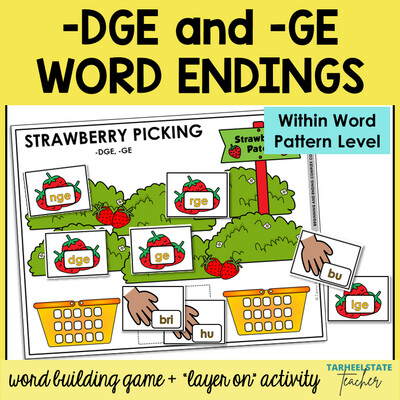 DGE and GE Endings Games Within Word Pattern Activities