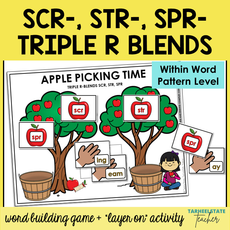 Triple R Blends Games SCR STR SPR Within Word Pattern Activities