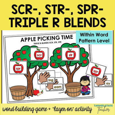 Triple R Blends Games SCR STR SPR Within Word Pattern Activities