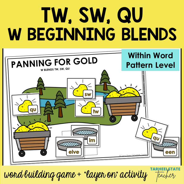 W Blends TW SW QU Beginning Blends Games - Within Word Pattern Activities