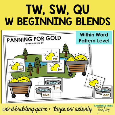 W Blends TW SW QU Beginning Blends Games - Within Word Pattern Activities