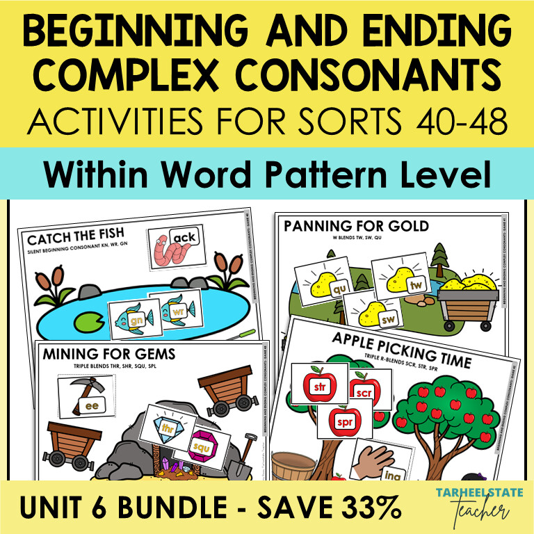 Beginning Ending Complex Consonants Games Bundle Within Word Pattern Activities