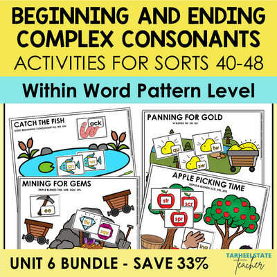 Beginning Ending Complex Consonants Games Bundle Within Word Pattern Activities