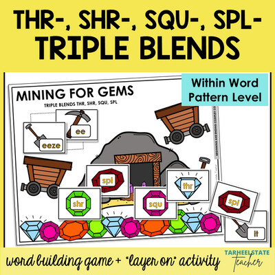 Triple R Blends Games THR SHR SQU SPL Within Word Pattern Activities