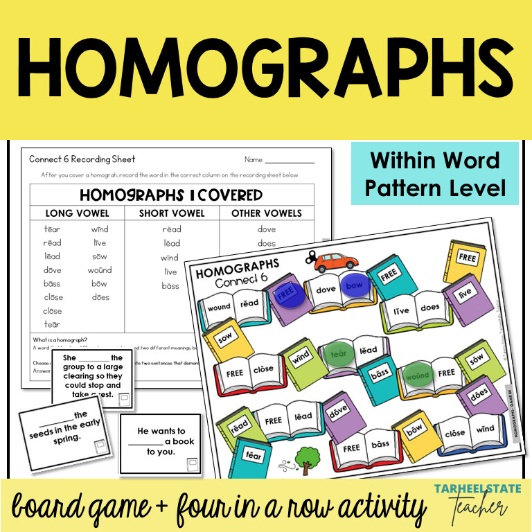 Homographs Games Long and Short Vowels Within Word Pattern Activities