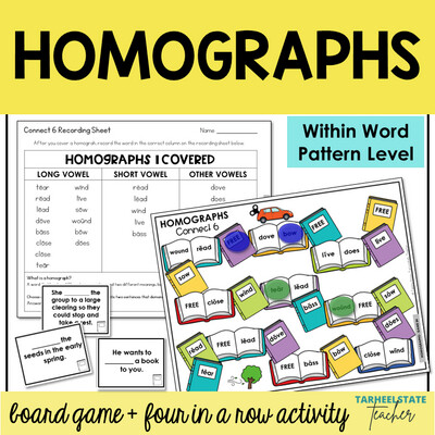 Homographs Games Long and Short Vowels Within Word Pattern Activities
