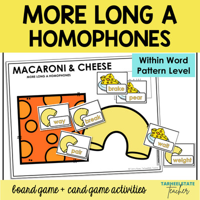 Long A Homophones Games a_e ai ea ay ei Within Word Pattern Activities