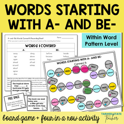 Unaccented Beginning Syllables Games A and BE Within Word Pattern Activities