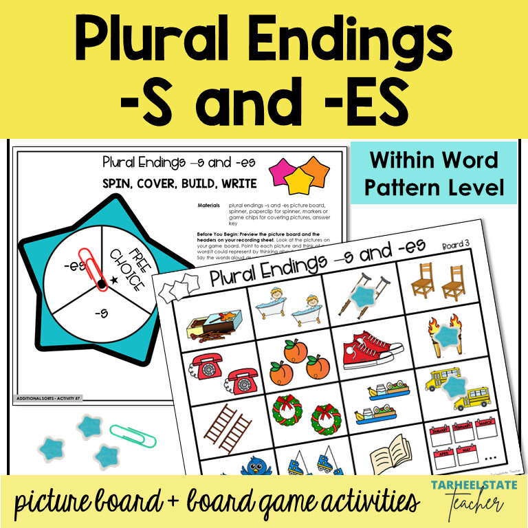 Plural Endings Games S and ES Within Word Pattern Activities
