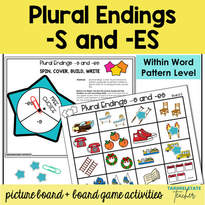Plural Endings Games S and ES Within Word Pattern Activities