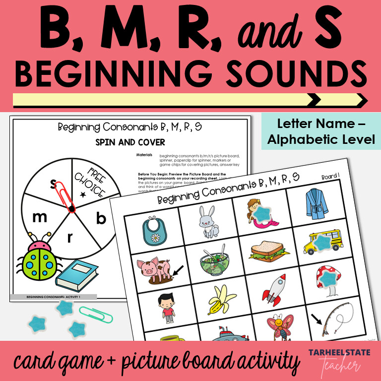 Beginning Consonant Sounds Games B M R S Letter Name Alphabetic Activities