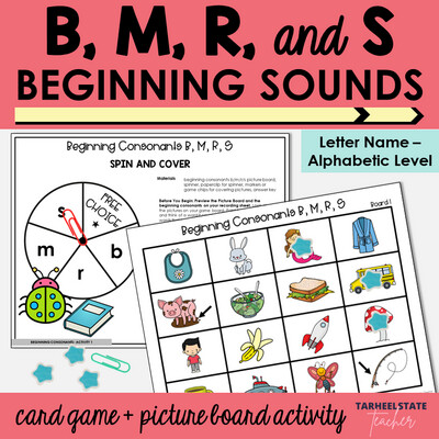 Beginning Consonant Sounds Games B M R S Letter Name Alphabetic Activities