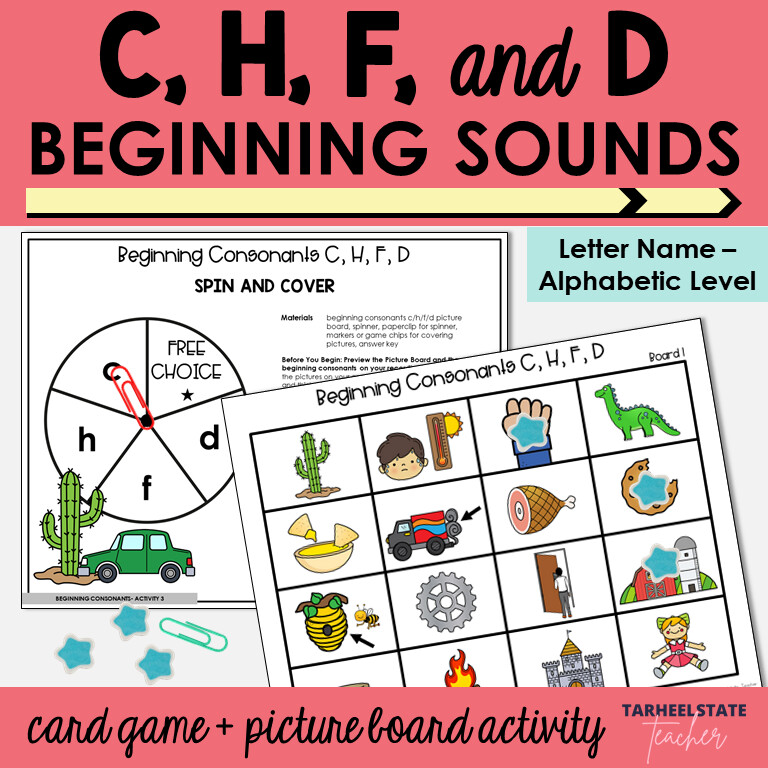 Beginning Consonant Sounds Games C H F D Letter Name Alphabetic Activities