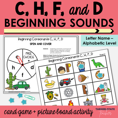 Beginning Consonant Sounds Games C H F D Letter Name Alphabetic Activities