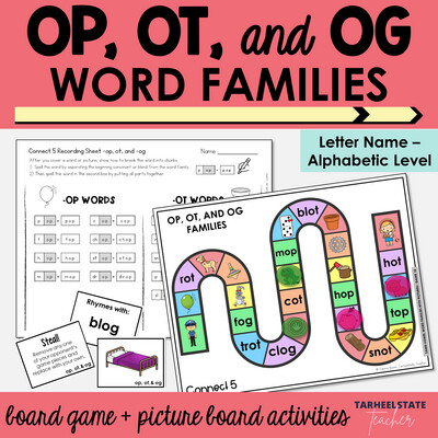 op, ot, og Word Family Games - CVC Words Activities for Letter Name Alphabetic