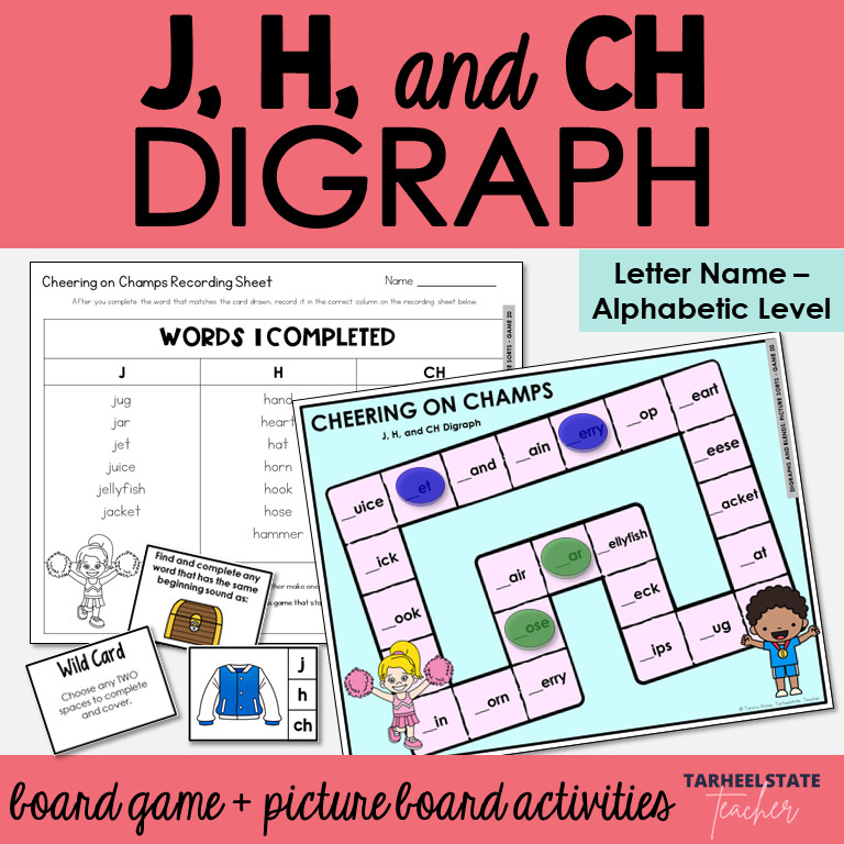 J, H, and CH Beginning Digraph Games Letter Name Alphabetic Activity