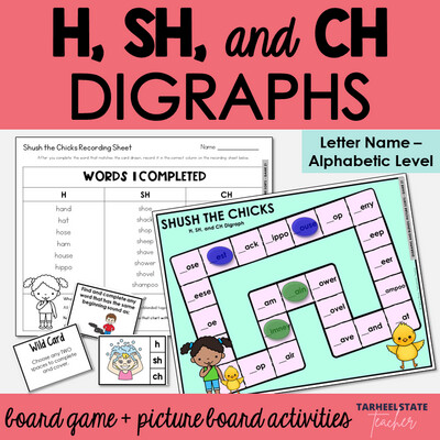H, SH, and CH Beginning Digraphs Games Letter Name Alphabetic Activities