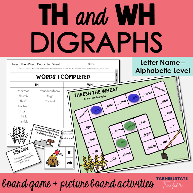 TH and WH Beginning Digraphs Games Letter Name Alphabetic Activities