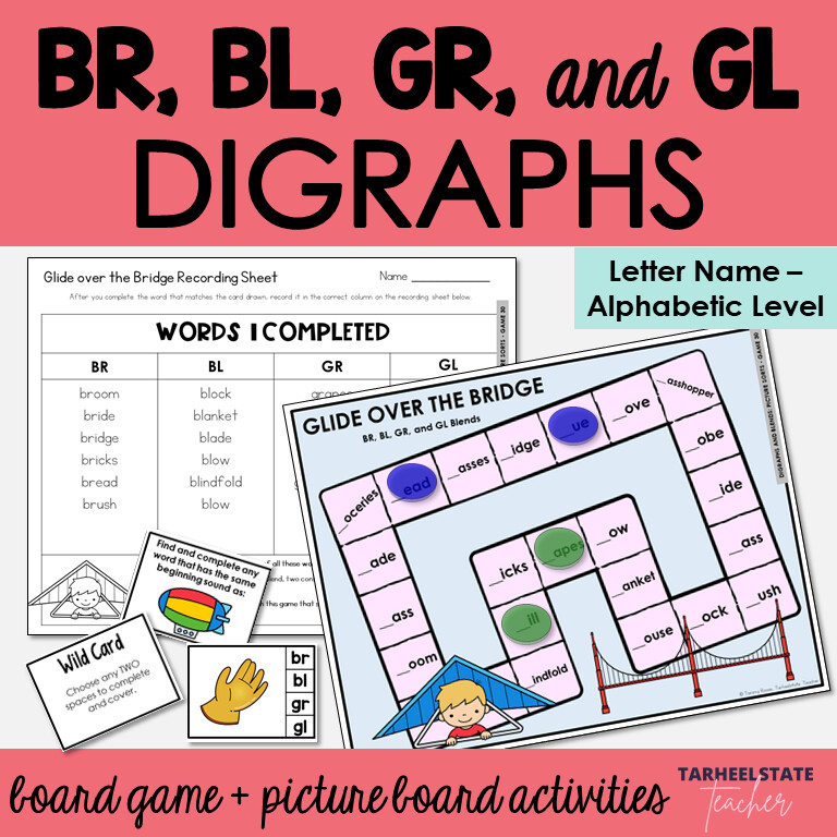 BR, BL, GR, and GL Beginning Blends Games Letter Name Alphabetic Activities