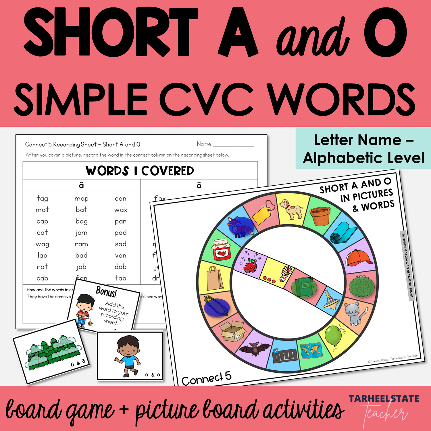 Short A Sound &amp; Short O Word Work Practice &amp; Game Words Their Way Spelling Lists