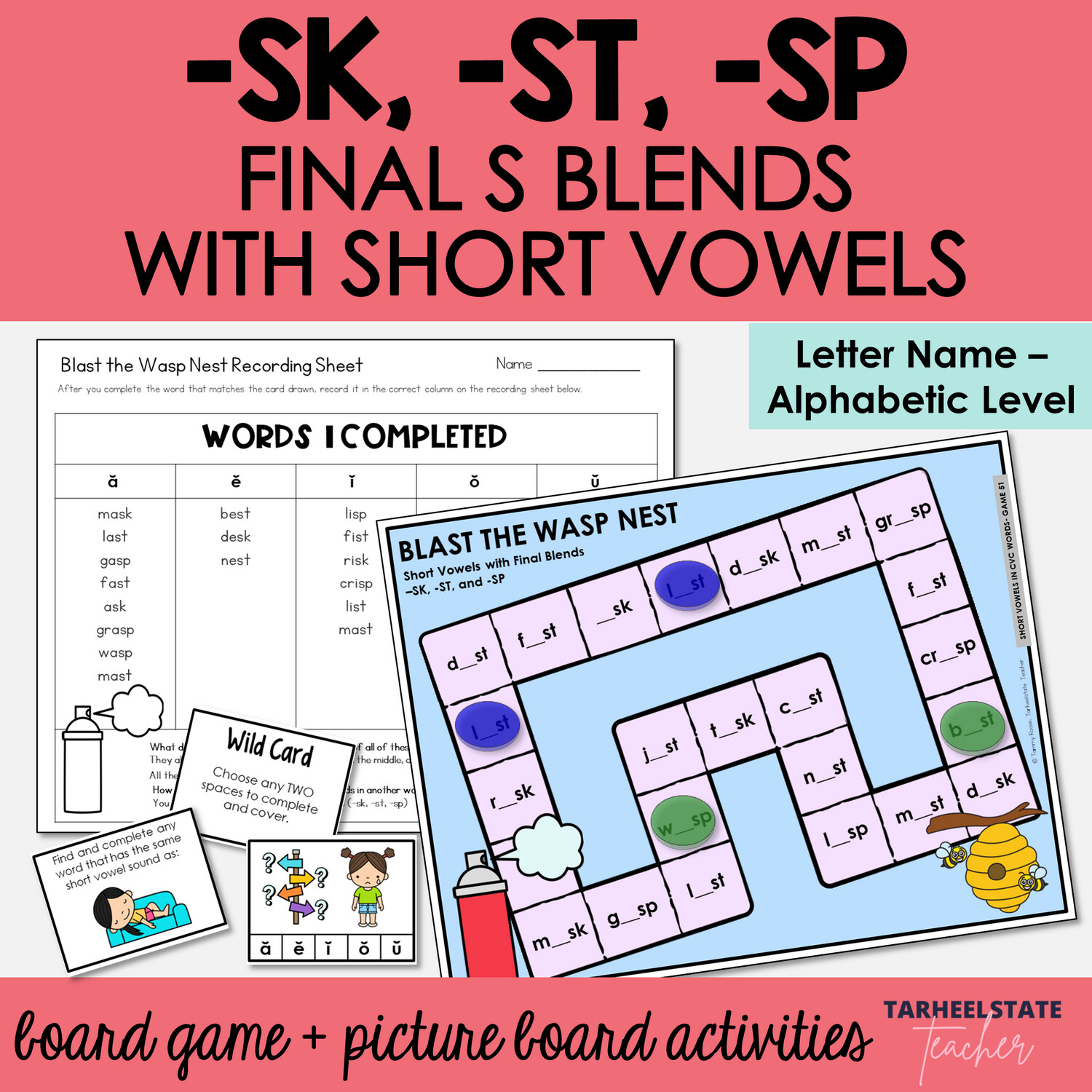 Short Vowels with Final S Blends Ending Blends SK, ST, SP Games