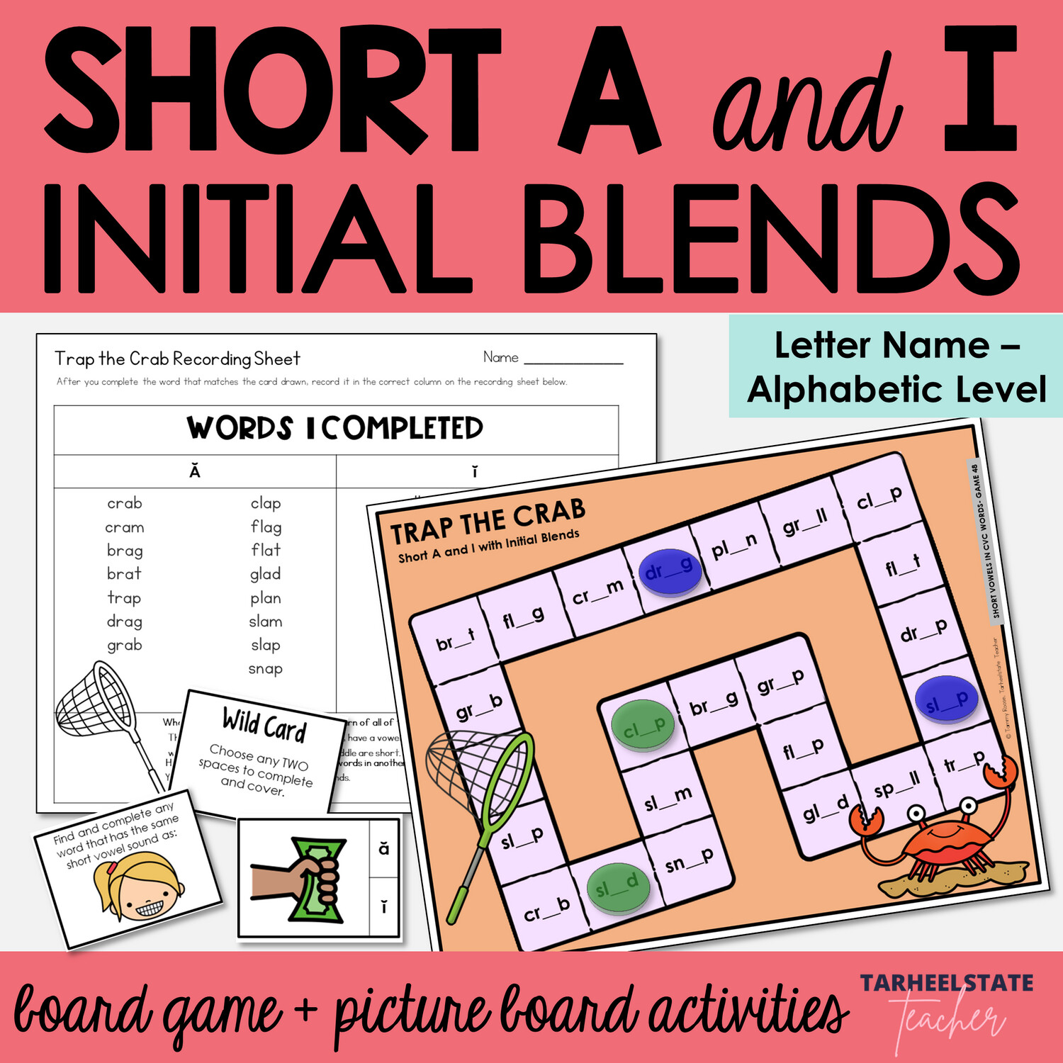 Short A and I with Initial Beginning R and L Blends Games Letter Name Alphabetic