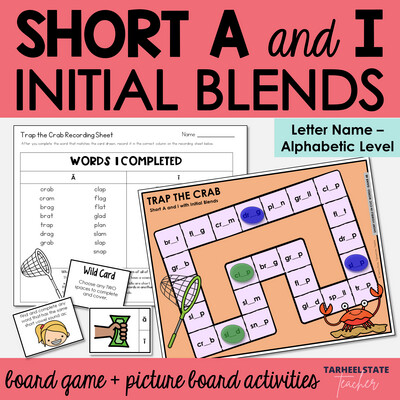 Short A and I with Initial Beginning R and L Blends Games Letter Name Alphabetic