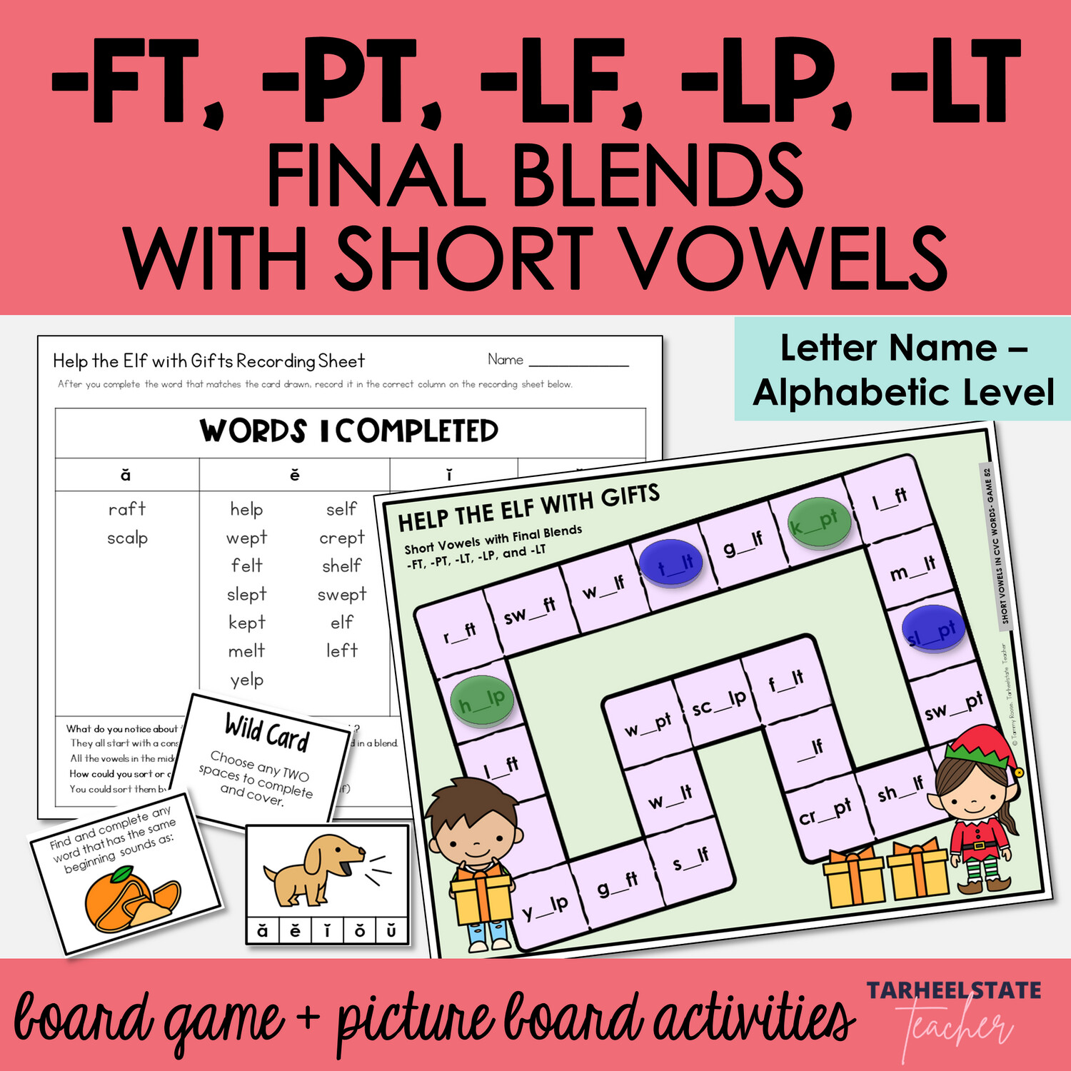Short Vowels with Final Ending Blends FT, PT, LF, LP, LT Games and Activities