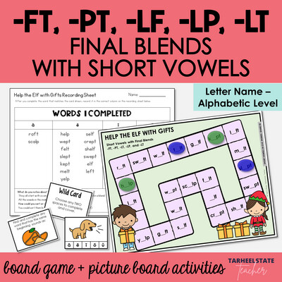 Short Vowels with Final Ending Blends FT, PT, LF, LP, LT Games and Activities