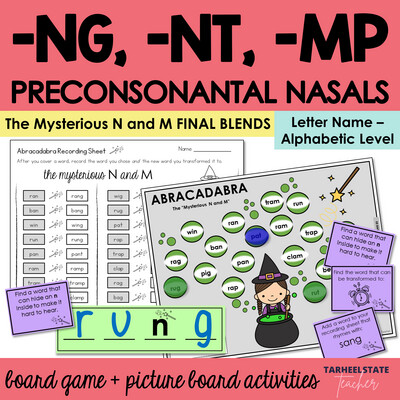 Words Ending NG, NT, MP - Preconsonantal Nasals N and M Games Activities