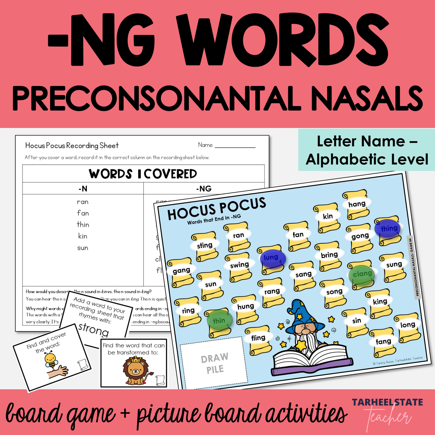 Nasal Sounds NG Digraph Printable Digraph Games Words Their Way Spelling Lists
