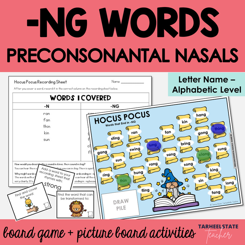 Words that End in NG Games - Activities for NG Words Letter Name Alphabetic