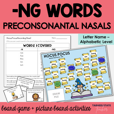 Words that End in NG Games - Activities for NG Words Letter Name Alphabetic