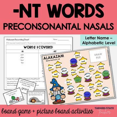 Words that End in NT Games - Activities for NT Words Letter Name Alphabetic