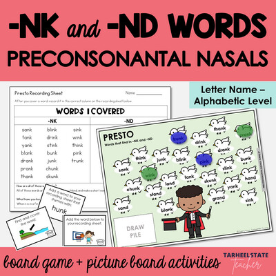 Words Ending in NK and ND Games - Activities for NK ND Words Letter Name Alphabetic
