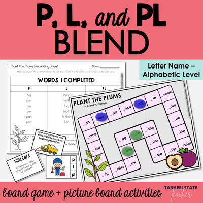 PL Blend - PL Beginning Blends Games Letter Name Alphabetic Activities