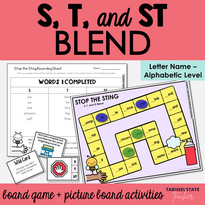 ST Blend Games - ST Beginning Blends Letter Name Alphabetic Activities