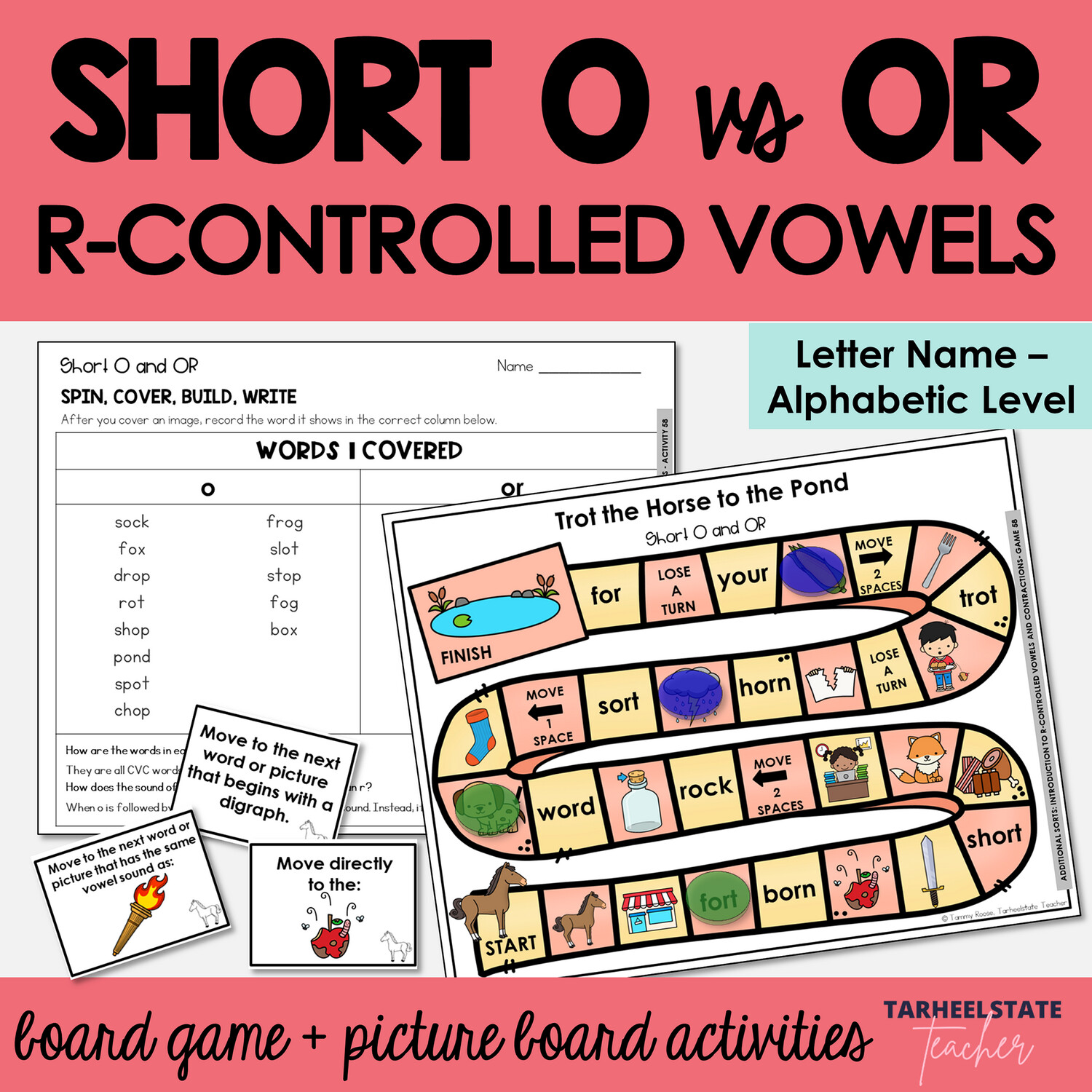 R-Controlled Vowel Games Short O and OR Letter Name Alphabetic Activities