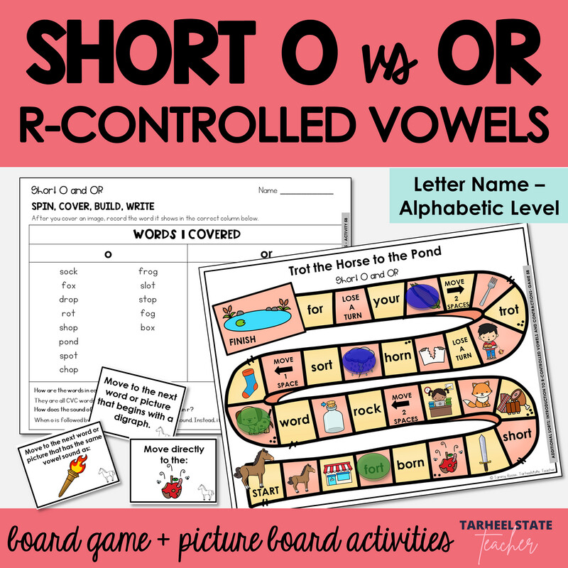 R-Controlled Vowel Games Short O and OR Letter Name Alphabetic Activities