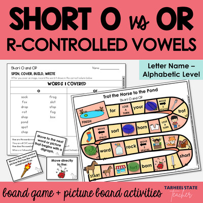 R-Controlled Vowel Games Short O and OR Letter Name Alphabetic Activities