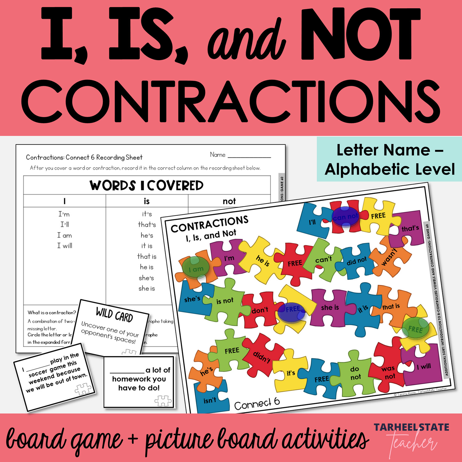 Contractions Games I-Is-Not Letter Name Alphabetic Activities