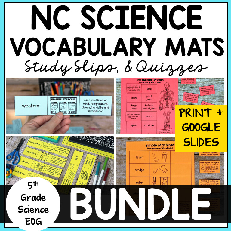 NC 5th Grade Science EOG Vocabulary Activities Bundle w Google Slides