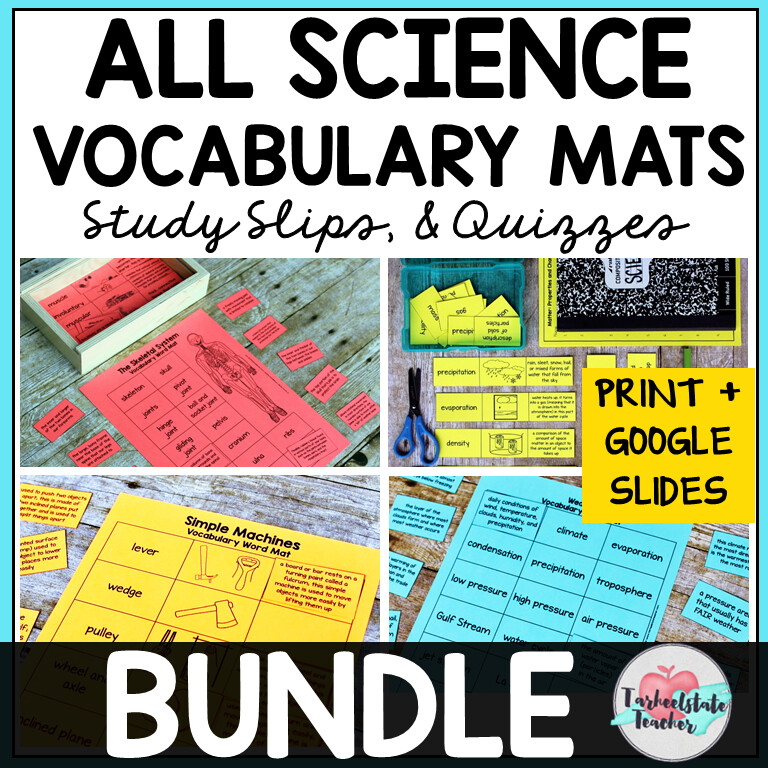 ALL Science Vocabulary Activities - Test Prep Resources BUNDLE w Google Slides