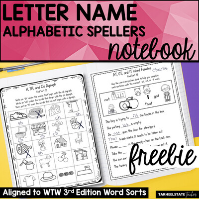 FREE Letter Name Alphabetic Spellers Words Their Way Activities with Digital