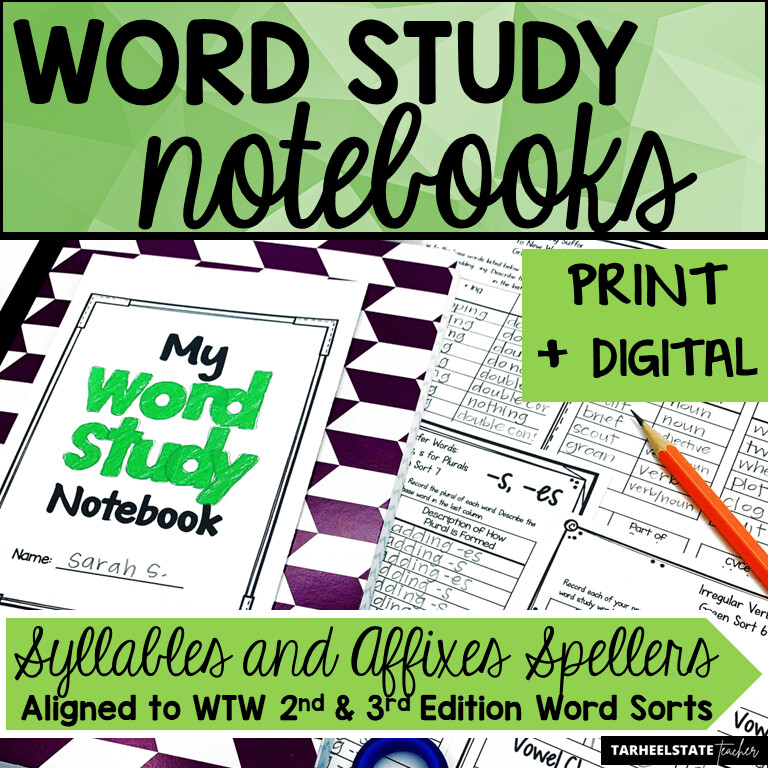 Syllables and Affixes Word Study Notebook Activities