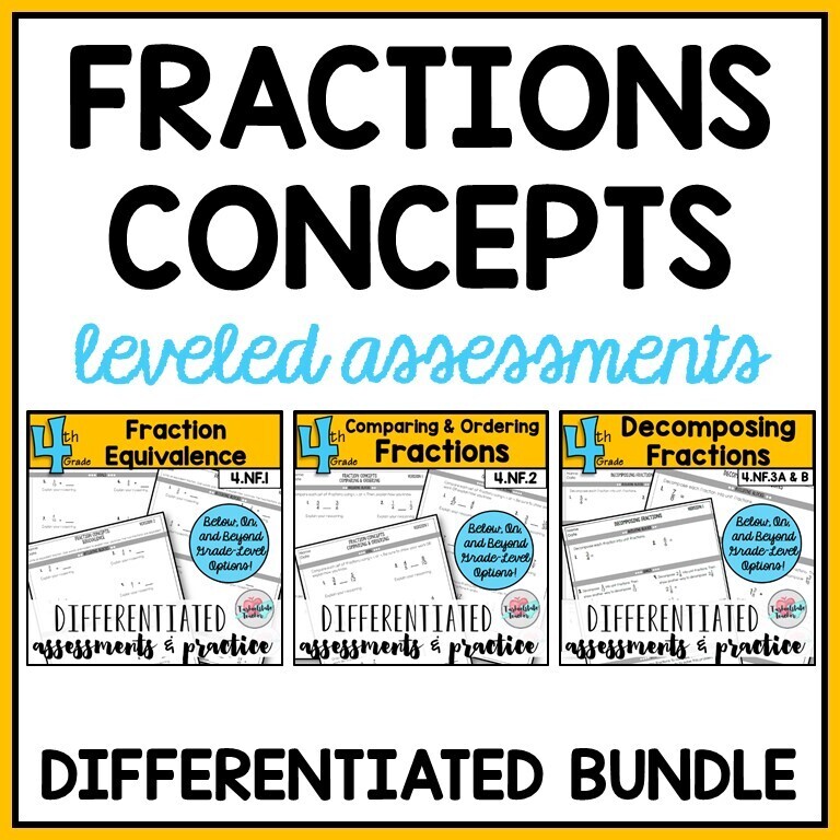 4th Grade Comparing, Decomposing, and Equivalent Fractions BUNDLE
