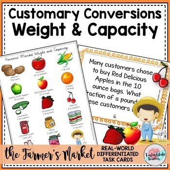 Customary Conversions Measurement Task Cards | Capacity and Weight Word Problems