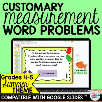 Customary Measurement Word Problems Google Classroom™ Task Cards Activities