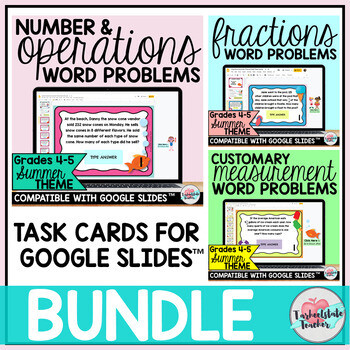 4th Grade Review Word Problems Google Classroom™ Task Cards | 5th Grade